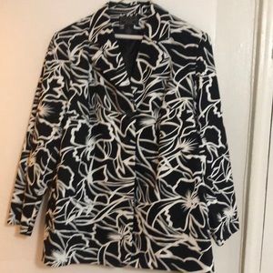 Black and white button front blazer